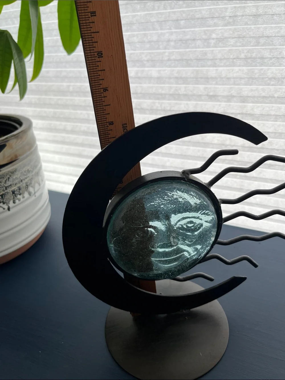 90’s glass and iron votive holder